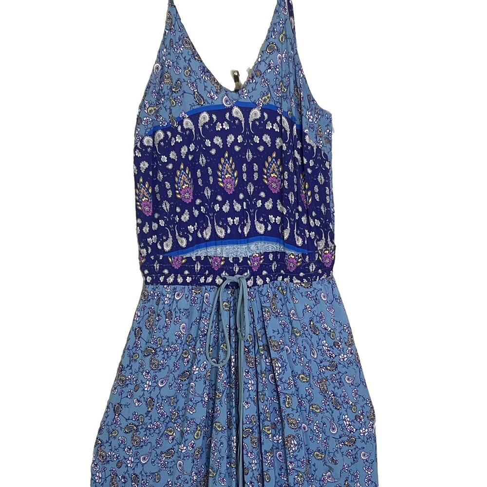 Jaase Jumpsuit Size M Wide Leg Blue Paisley Adjustable Straps Bohemian Festival - Picture 7 of 13
